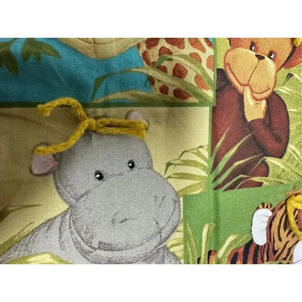 Rare Vintage Zoo Animal Baby Cotton Blanket 52”x 43”